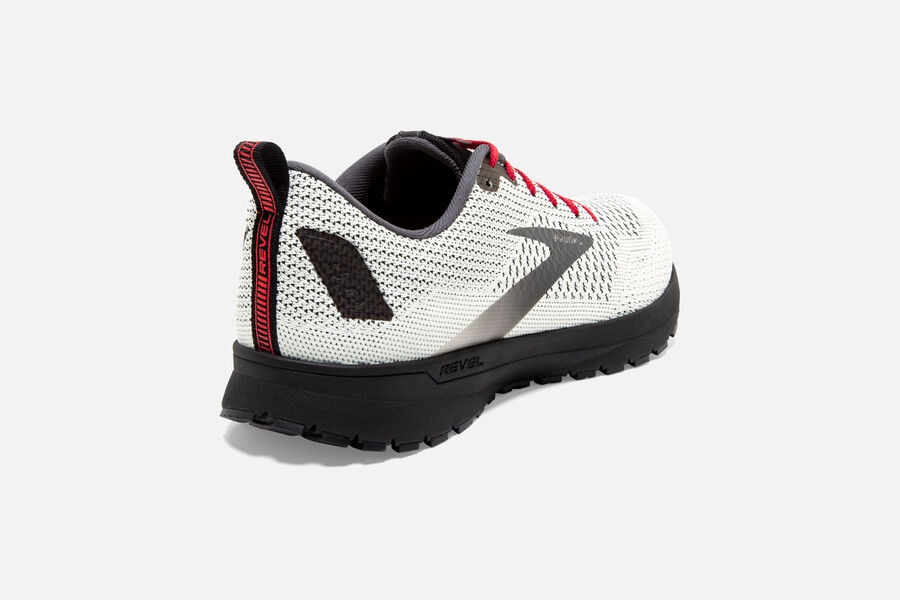 Brooks Running Shoes - Revel 4 Road Mens - White/Black/Red - ZYA-891034